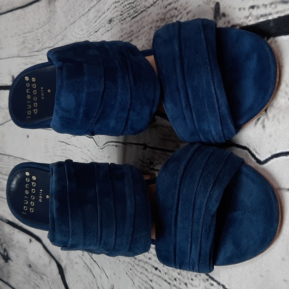 NWB Laurence Dacade Paris Suede Printed Slides Paris Blue size 5 (38) - Picture 12 of 14
